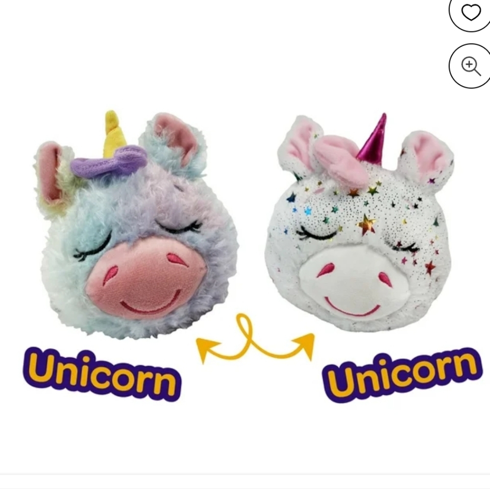 NWOT Happy Nappers FlipaZoo Unicorn  Plush Toy, Reversible, Sparkle/Rainbow